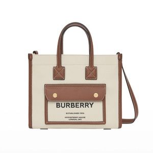 BURBERRY
Freya mini leather-trimmed printed canvas tote